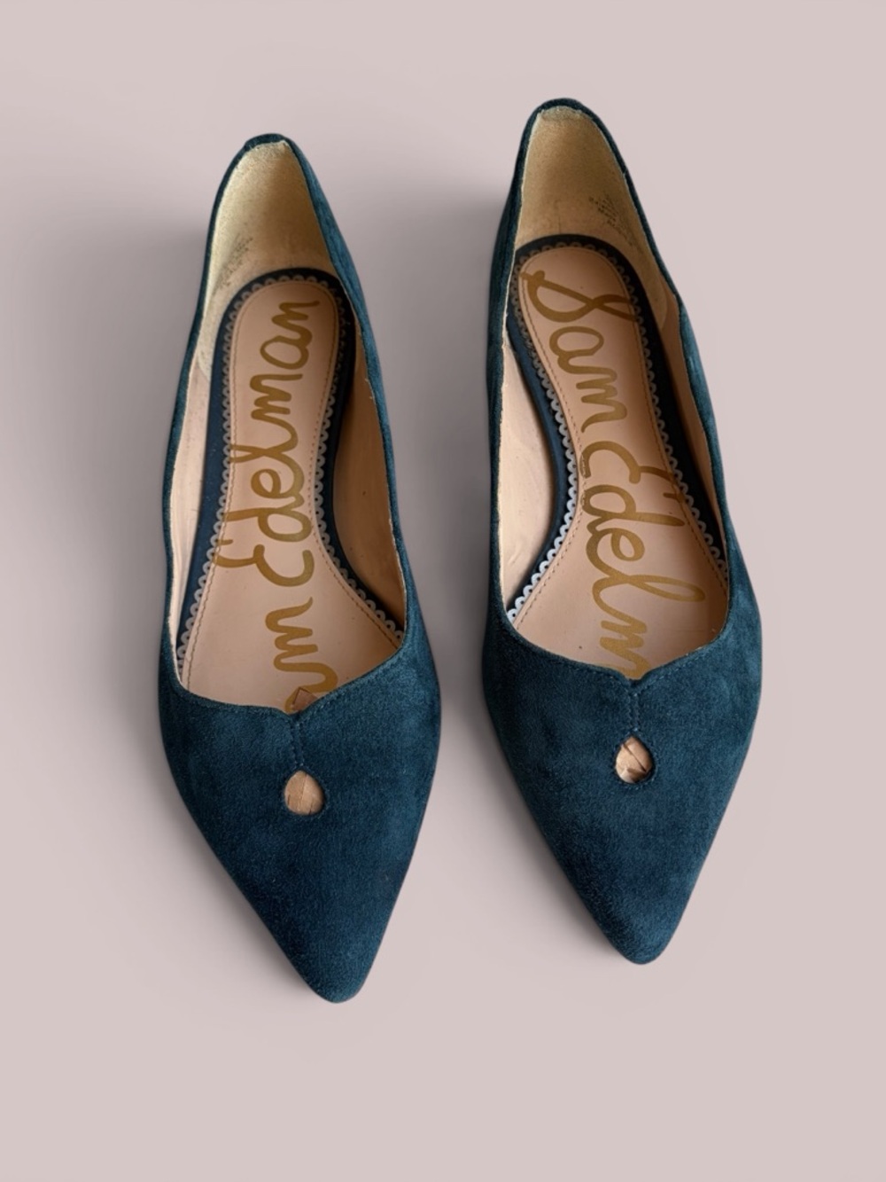 Sam Edelman Teal Pointed-Toe Suede Flats - Picture 2 of 16